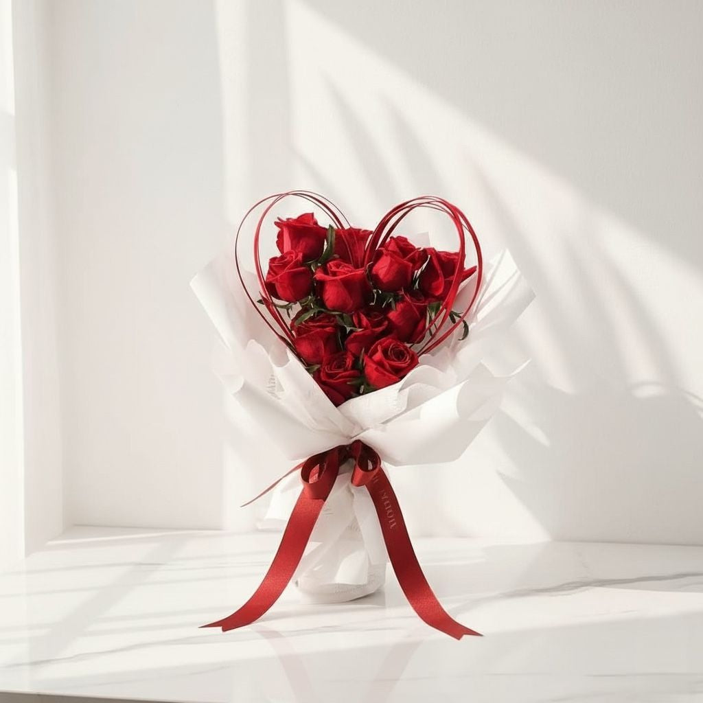 Heart-Shaped Red Rose Bouquet