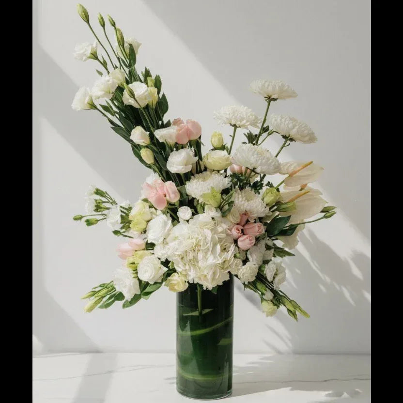 Tall White & Blush Vase Arrangement - atfleurs