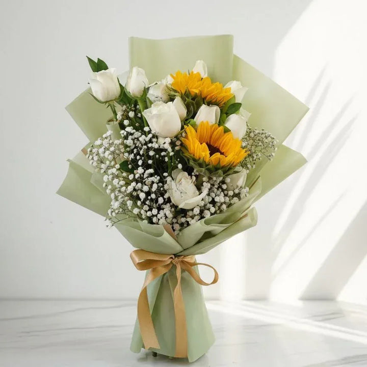 Sunflower, Rose & Eustoma Bouquet - atfleurs