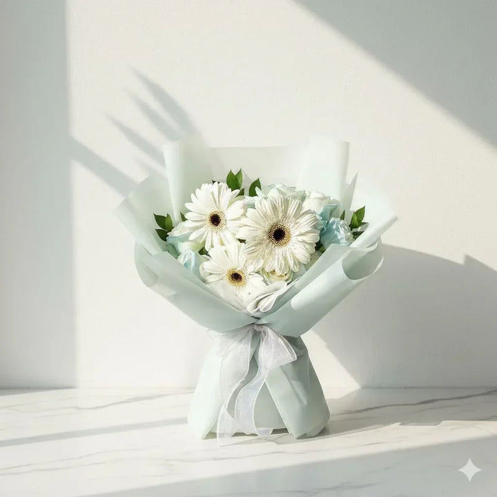 Big White Gerbera Bouquet | Fresh & Cheerful Blooms - atfleurs