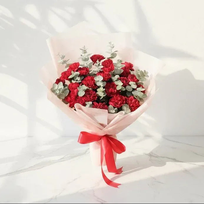 Big Red Carnation Bouquet | Fresh & Striking Blooms - atfleurs