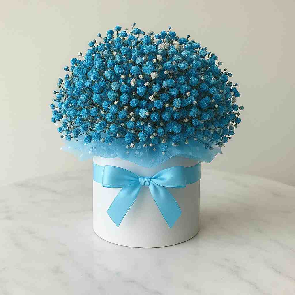 Blue Gypso Flower Box Arrangement atfleurs