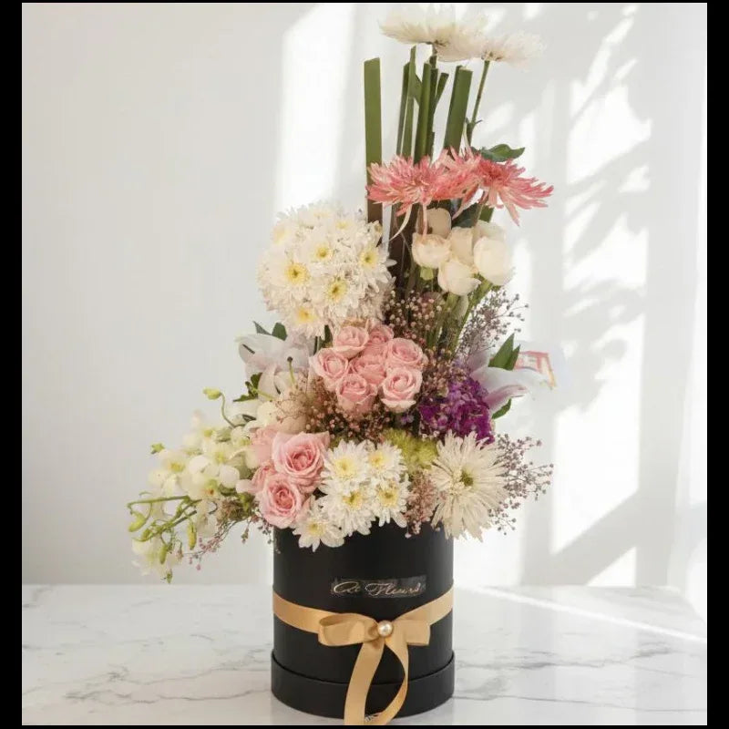 Pink and White Floral Box Arrangement by At Fleurs - atfleurs