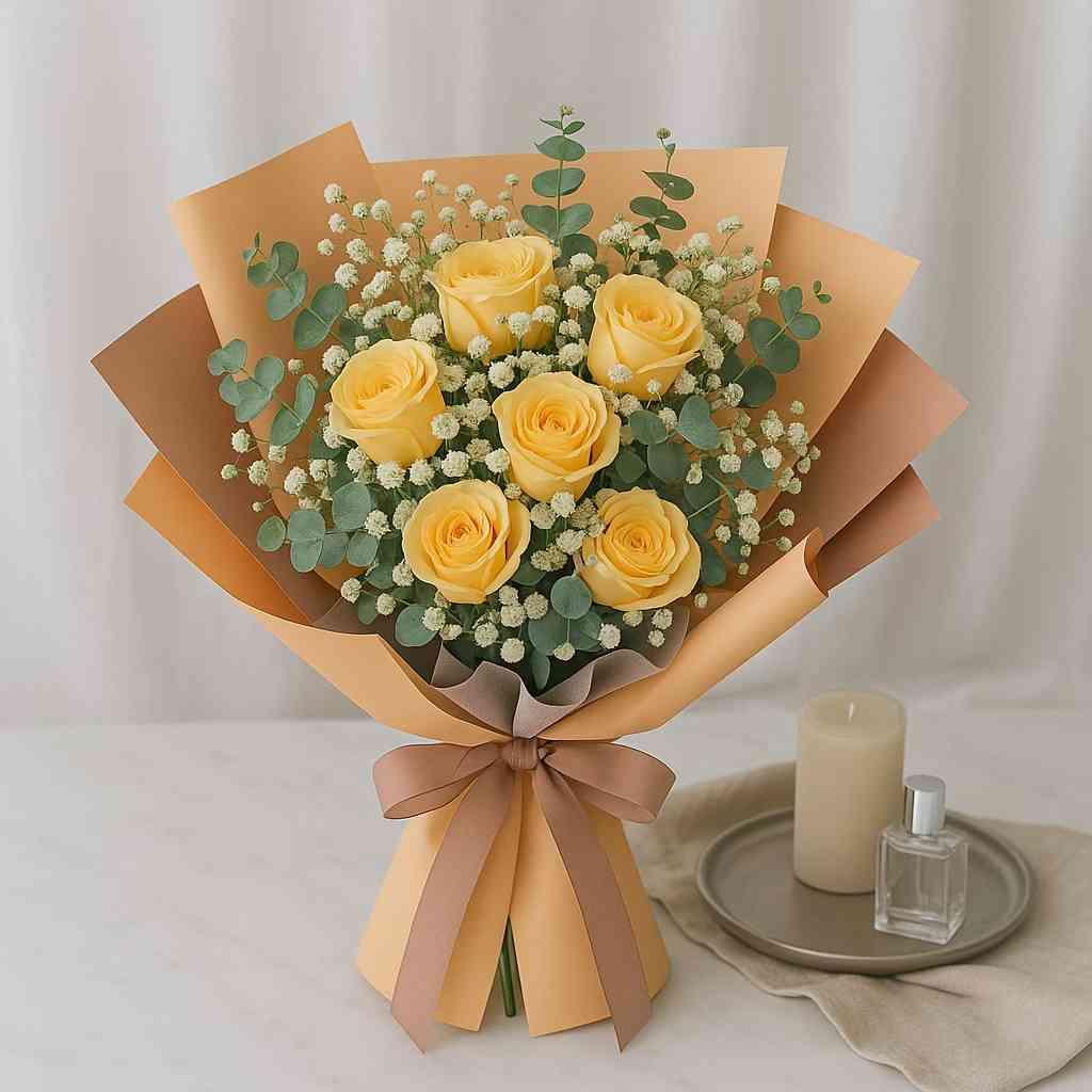 Yellow Roses Hand Bouquet - atfleurs
