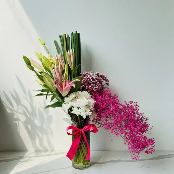 Lily Carnation and Gypso Vase Arrangement - atfleurs
