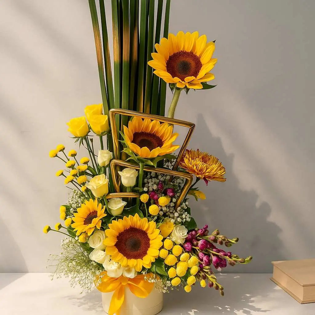 Sunflower Rose Chrysanthemum and Orchid Floral Box atfleurs