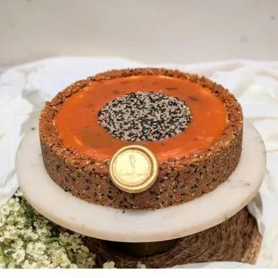 Eggless Caramel Sesame Cheesecake - atfleurs
