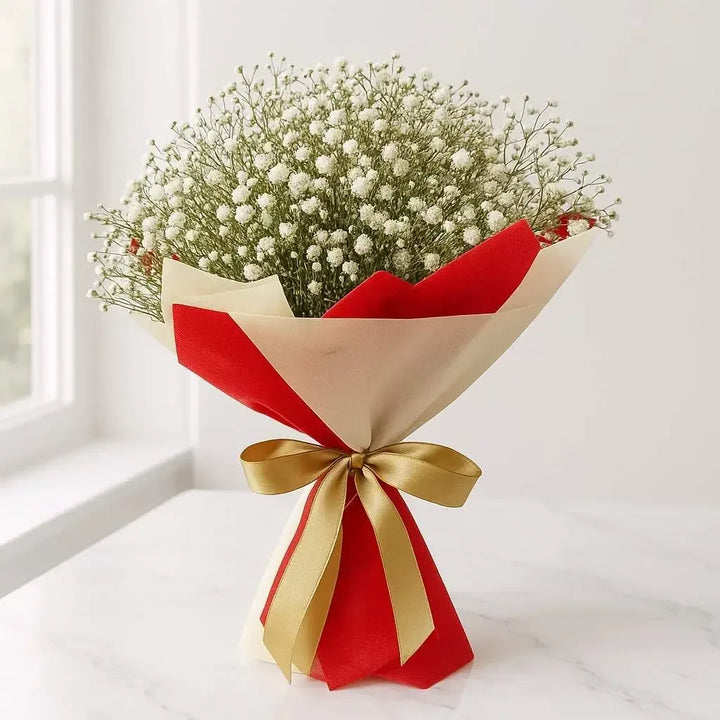 Gypso Hand Bouquet with Soft White Blooms - atfleurs