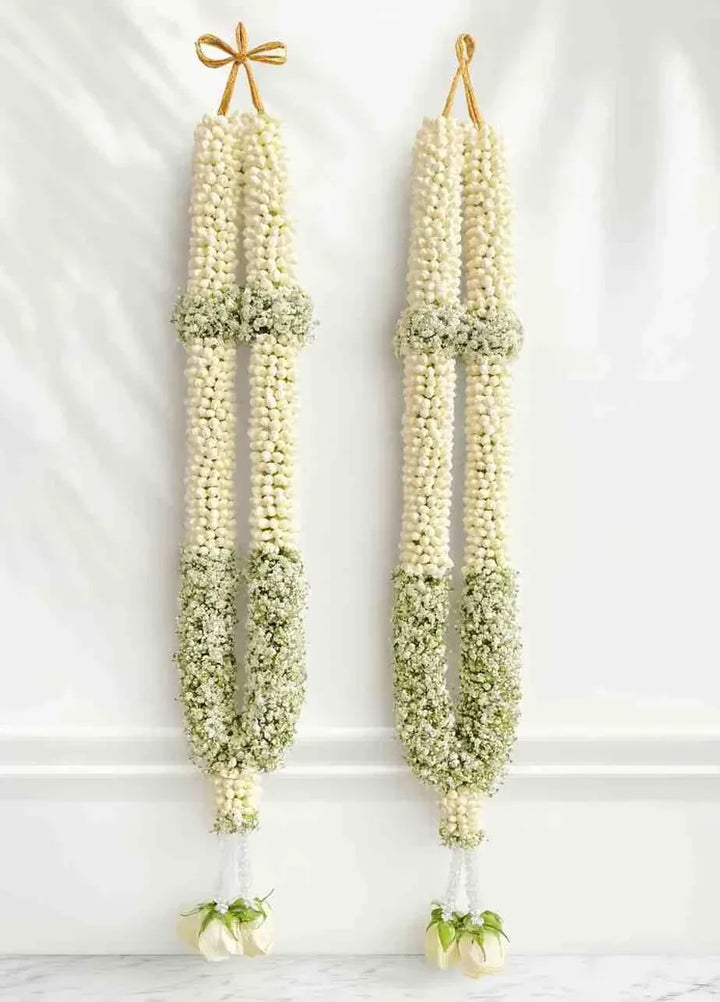 Mogra Wedding Garland | White Rose & Mogra Varmala for Bride & Groom - atfleurs