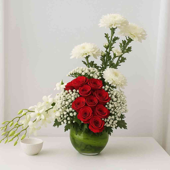 Orchid Rose Chrysanthemum Vase Arrangement atfleurs