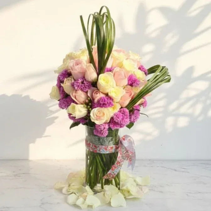 Pastel Rose and Purple Bloom Vase - atfleurs