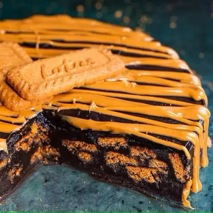Eggless Lotus Biscoff Biscuit Cake - atfleurs