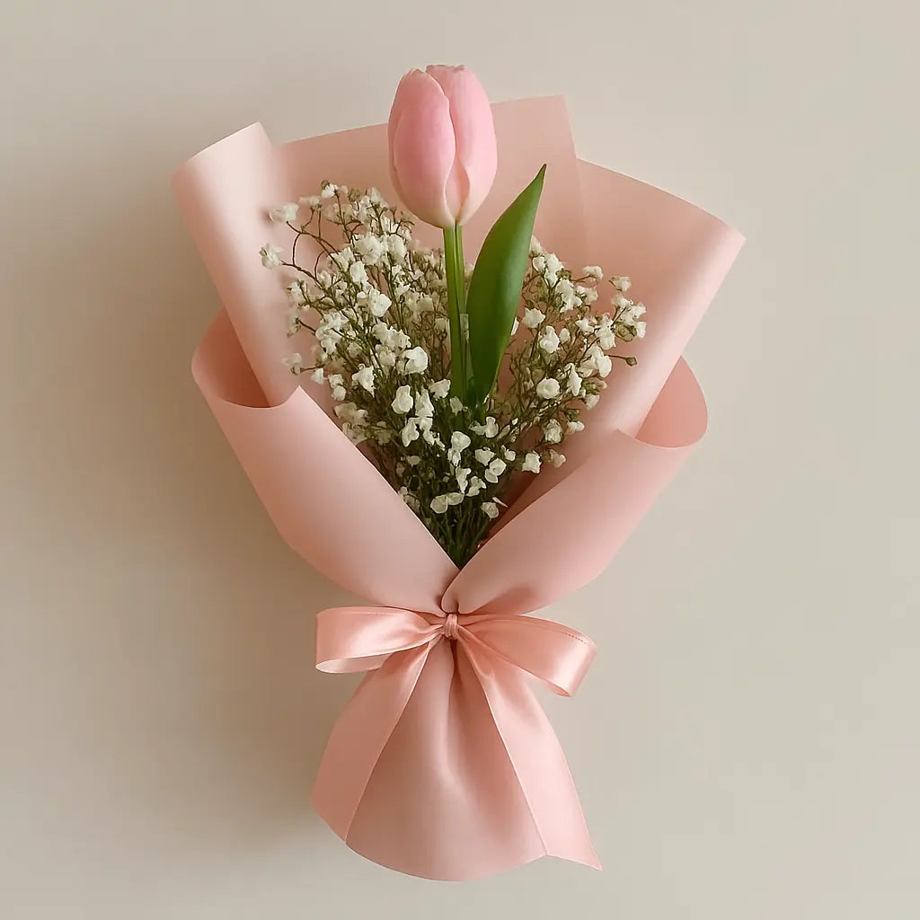 10 Pink Tulips in Individual Wraps atfleurs