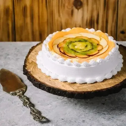 Eggless Seasonal Fresh Fruit Cake - atfleurs
